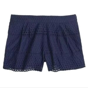 J. Crew Navy Eyelet Shorts Lined Front Pockets Size 2